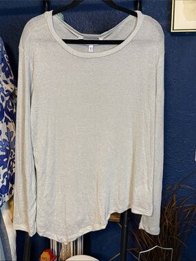 Rebecca Malone Silver Metallic Long-Sleeve Tee